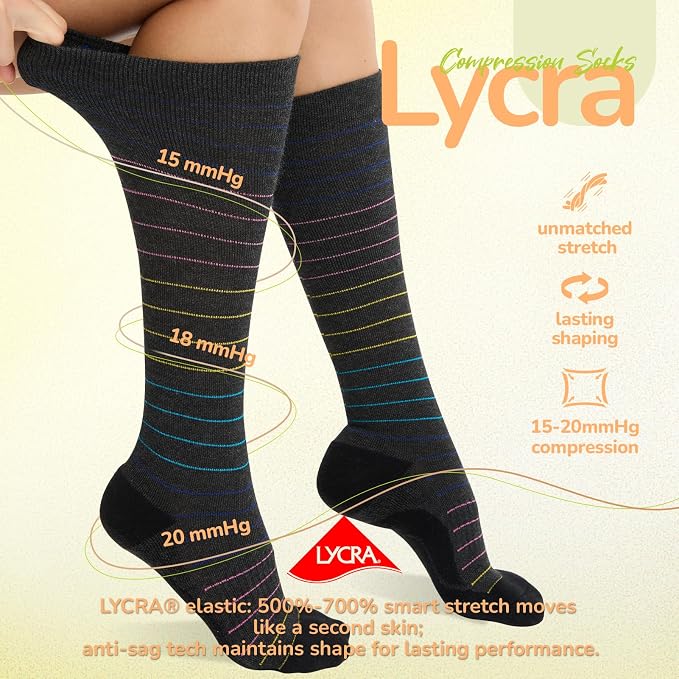 Merino Wool Compression Socks for Women Men 15-20 mmHg for flying | Soft & Breathable for Travel, Running - Image 5