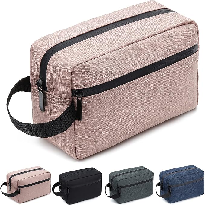 Travel Toiletry Bag for Women and Men, Water-resistant Shaving Bag for Toiletries Accessories, Foldable Storage Bags with Divider and Handle for Cosmetics Toiletries Brushes Tools by FUNSEED
