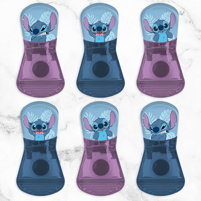 Disney Stitch Magnetic Chip Clips, Set of 6 | Airtight food storage bag clips for snack, cereal, and coffee bags, great for pantry and fridge, magnet displays kids artwork - Image 7