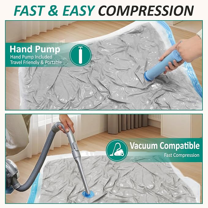 Cozy Essential Vacuum Storage Bags, 80% Compression Vacuum Seal Space Saver Plastic Packaging Bags for Clothes, Blankets, Pillow, Bedding, Comforters, Sealer Clothing Storage,12 Jumbo - Image 5