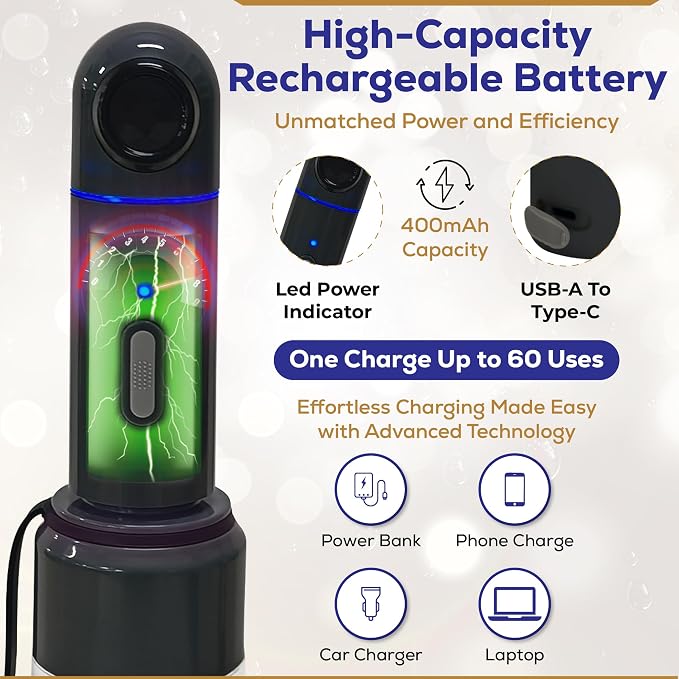 LuxeJet V2 Portable Bidet for Travel with 350mL Built-in Bottle | Electric Handheld Rechargeable Personal Cleaning Sprayer, IPX7 Waterproof, 400mAh Battery USB Type-C Charging, Obsidian Drift - Image 5