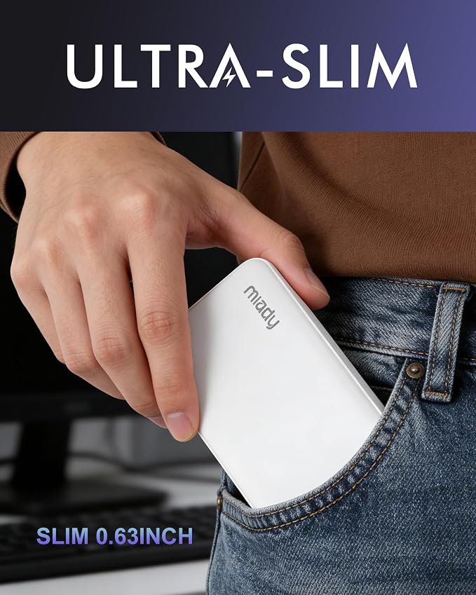 Miady 2-Pack Portable Charger, Slim 10000mAh Power Bank Travel Battery Pack | Dual USB丨3 Outputs 2 Inputs丨for Backpack Travel Camping丨Slim丨Compatible with iPhone Android etc丨Flight-Safe丨37Wh丨Flag Edtion - Image 5