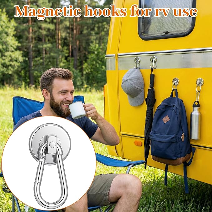 15 Pack Magnetic Carabiner Hooks Heavy Duty, 50LBS Strong Magnet Hooks with Swivel for Garage Door Banner Magnets, Storage, Kitchen, Cruise - 1 Inch Neodymium - Image 6