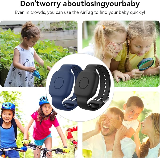 Waterproof Silicone Bracelet for Tile Mate 2024/2022, Hidden GPS Tracker Holder for Kids, Teens & Elderly, Adjustable Anti-Lost Wristband, Durable, Lightweight, Comfortable Fit – Black/Blue - Image 6