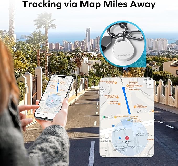 MOMAX Pinpop Lite Key Finder & Luggage Tracker Smart Tag for Keys, Bags, Wallets & Pets, Works with Apple Find My (iOS 18+ Only), Global Search Supported, with Custom Stickers, White, 1 Pack - Image 4