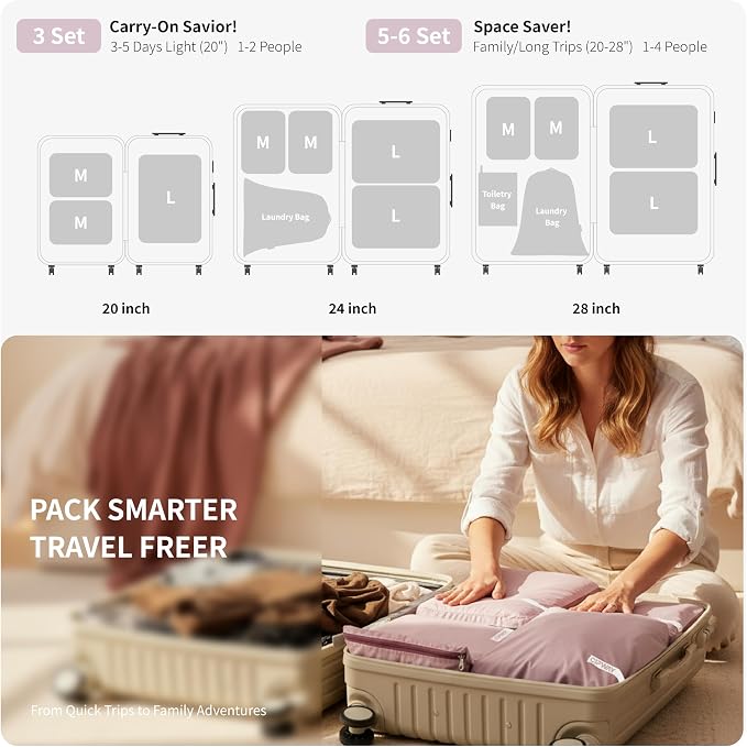 Cipway Compression Packing Cubes for Travel (Mauve Pink 3 Set) | Ultralight Travel Cube Organizers for Carry-On Luggage, Suitcase & Backpack Travel Essentials - Image 6