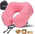 napfun Neck Pillow for Travel, Memory Foam Airplane Pillow, Rose | 360° Neck Support, Upgraded 100% Memory Foam for Airplane, Car, Train, Bus, Office Sleep, Travel Essentials for Long Flights by NAPFUN