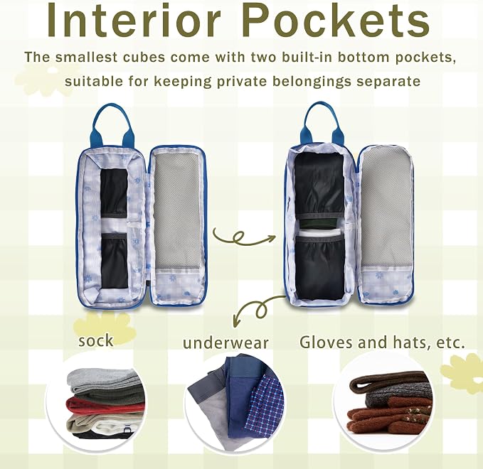 7 Pcs Compression Packing Cubes Travel for Suitcases, Luggage Organizer Washable Storage Bags Set for Backpack Travel- Packaging Cubes for Carry-Ons and Storage - Image 6