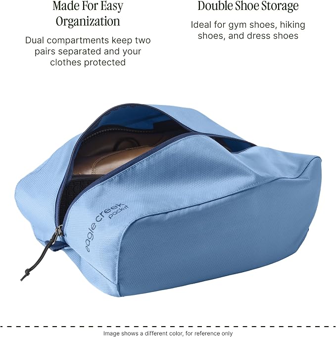 Eagle Creek Pack-It Reveal Multi Shoe Cube, Storm Grey | Dual-Compartment Shoe Cube for Optimizing Luggage Space, Travel-Friendly, Easy-Grab Zipper, Quick Grab Handle, Lightweight - Image 4