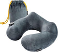 Keemall Portable Inflatable Travel Neck Pillow Flight & Airplane Essentials | Luxury Soft Fabric for Comfort, 360 Degree Ergonomic Neck Pillow, For Plane, Car & Long Road Trip, Portable with Carry Bag by Keemall