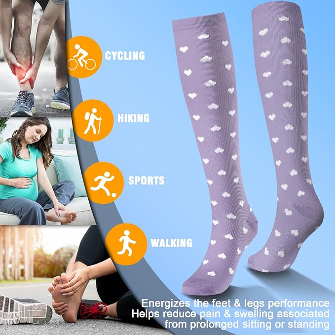 cerpite Compression Socks for Women & Men 6 Pairs Knee High Compression Socks 20-30 mmhg Best for Running,Nurse,Travel - Image 5