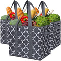 WISELIFE Reusable Grocery Bags 3-Pack Foldable Washable Large Storage Bins, Dark Grey by WiseLife