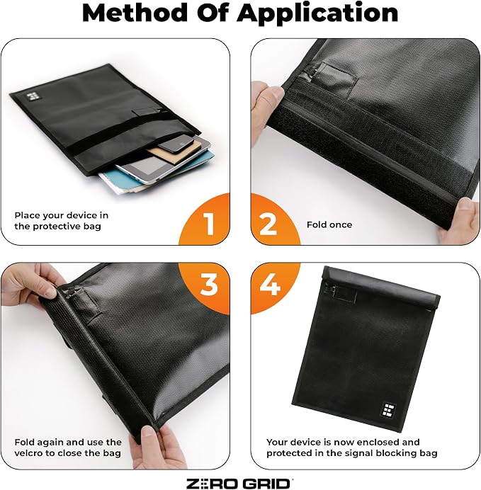 Zero Grid 3-Pack Faraday Bags Pouches, RFID Signal Blocking Sleeves, Black | Phones, Laptops, Bank Cards, Electronics, Key Fobs, Anti-Hacking, Fireproof & Waterproof, Digital Privacy & Theft Protection - Image 5