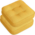 GOFORIT Memory Foam Cushion，Square Seat Cushions for Dining Chairs,Non-Slip Chair Pads with Removable Cover, 16'' x 16'', 2 Pack,Yellow by Unknown