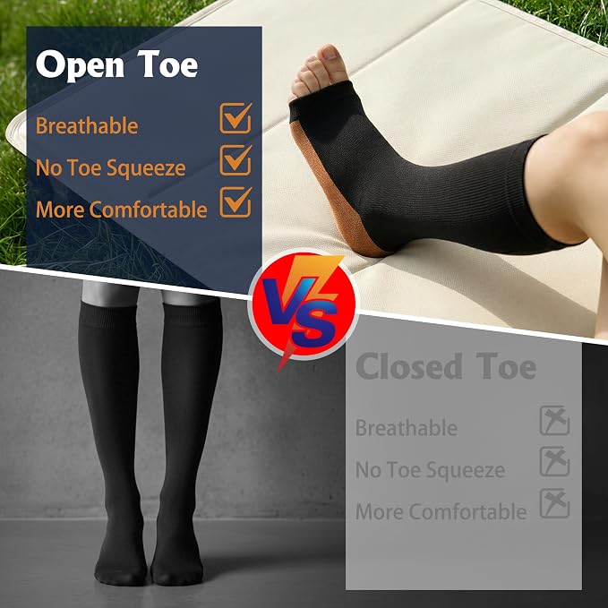 5/6 Pairs Graduated Compression Socks for Women&Men 20-30mmhg Knee High Socks Travel Hiking Running Stocking - Image 3