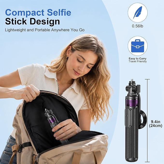 53" Magnetic Selfie Stick Tripod for iPhone Andriod, 360° Rotation | Aluminum Alloy Pole, 1/4" Screw, 4-Leg Stable Base and Wireless Remote for iPhone 17 Pro, TikTok, Vlogging and Travel - Image 6