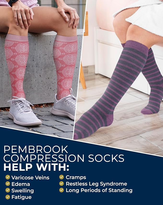 Pembrook® Light Compression Socks for Women - 3 Pairs | 8-15 mmHg Cotton Compression Socks for Pregnancy, Knee High Comfort - Image 5
