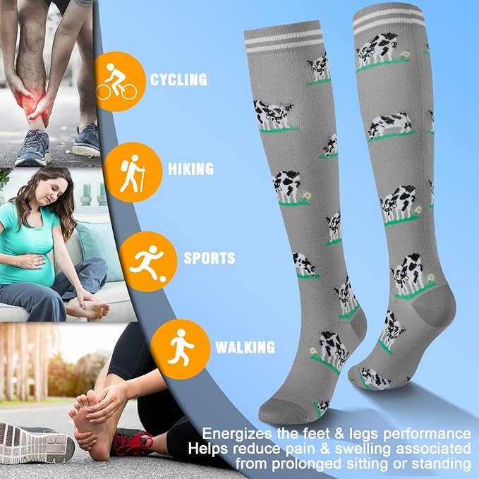 cerpite Compression Socks for Women & Men 6 Pairs Knee High Compression Socks 20-30 mmhg Best for Running,Nurse,Travel - Image 5