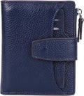 Women's RFID Blocking Leather Small Compact Bi-fold Zipper Pocket Wallet Card Case Purse with id Window by AINIMOER