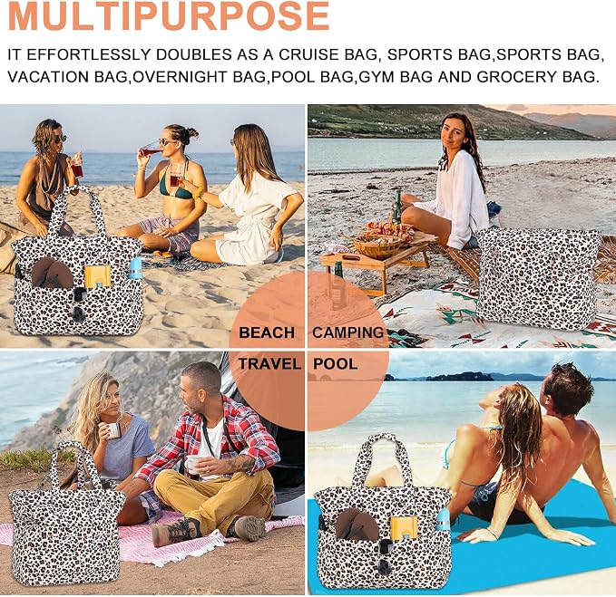 Bluboon Beach Bags for Women, Large Waterproof Tote Bag With Wet Compartment for Pool Weekender Travel Gym - Image 8