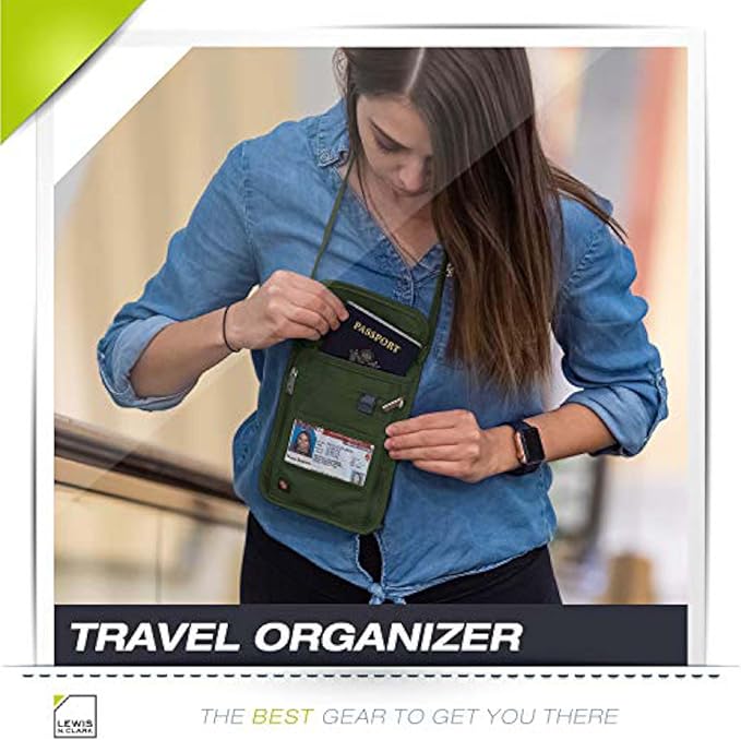 Lewis N. Clark Men's RFID Blocking Stash Wallet, Travel Neck Pouch Passport Holder for Women & Men, Olive, One Size - Image 10