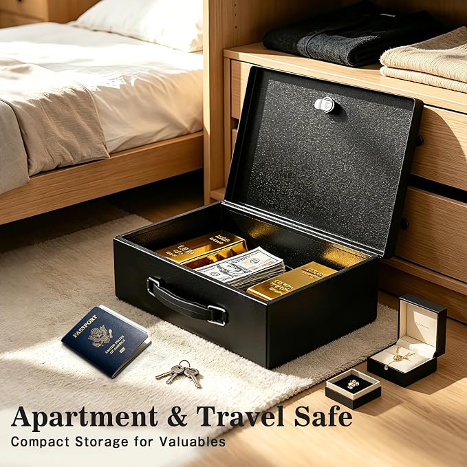 xydled Fireproof Document Box with Key Lock, Fire Safe Box, Black | Fire and water resistant lock box for documents, passports, cash and valuables, keeping secure at home, 12.8 x 8.5 x 4.5 Inch - Image 7