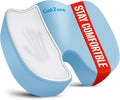 CushZone XL Memory Foam Seat Cushion for Office & Car, Light Blue | U-shaped Coccyx Cutout, Contoured Design, Breathable Removable Mesh Cover, Non-Slip Base, Carry Handle by CushZone