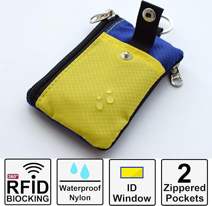 CHENSPRX Minimalist RFID Blocking Small Wallet with ID Window,WaterResistant Zip Id Case Wallet with Lanyard Keychain for Cards,Cash,Travel,Women,Men - Image 2