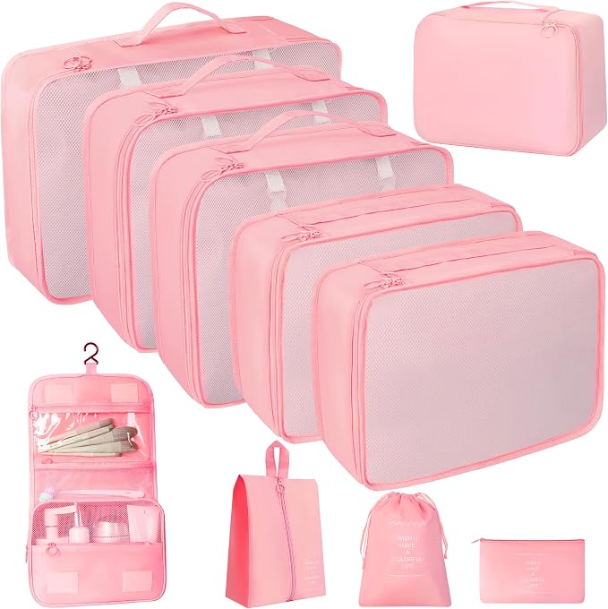10 Pcs Set Packing Cubes - Travel Packing Organizers, Expandable Suitcase Organizer, Luggage Organizer Bags by WelcometoLUCDNC
