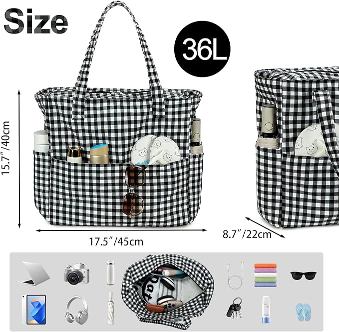 Bluboon Beach Bags for Women, Large Waterproof Tote Bag With Wet Compartment for Pool Weekender Travel Gym - Image 3