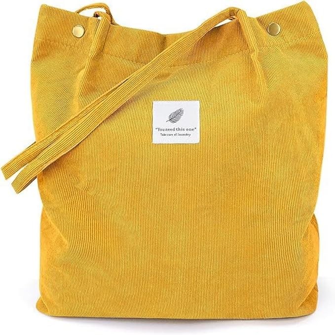 Corduroy Tote Bag for Women Crossbody Bags Lightweight Handbags Shoulder Bag with Zipper Pockets for Work Shopping by AMXNX