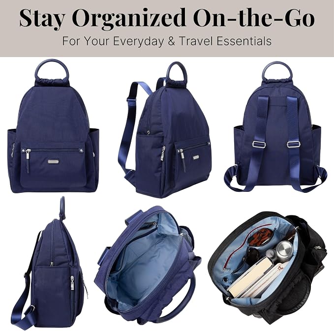 Baggallini Womens With Rfid Phone Wristlet All Day Backpack, Navy, One Size US - Image 7