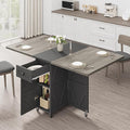 Folding Dining Table for Small Spaces with Storage, Drop Leaf Kitchen Table | 3-in-1 Foldable Dining Table with Drawer & Shelves, Converts to Desk or Console for Apartment Living by JOCOEVOL