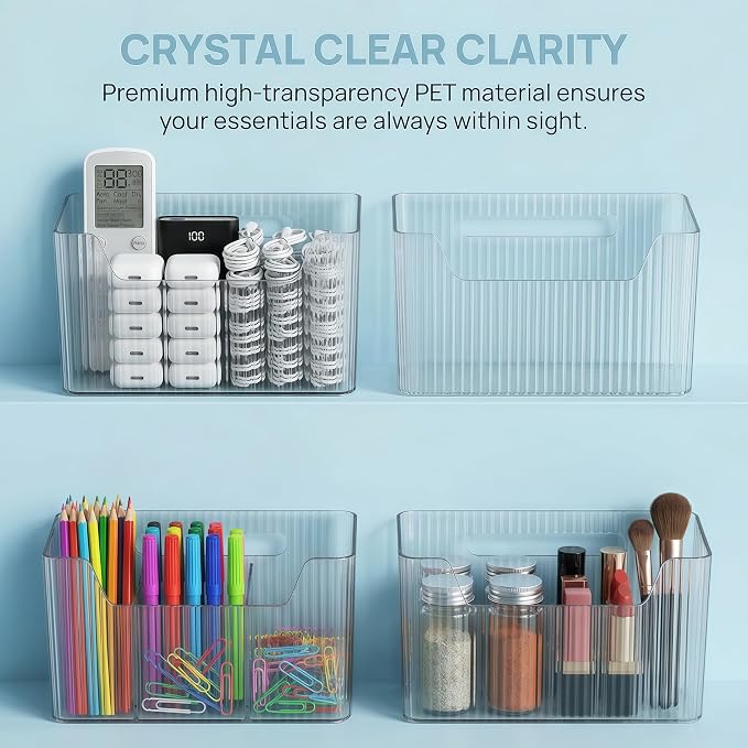 2 Pack Cabinet Door Organizer, Clear Storage Caddy, Adhesive Wall Mounted Organizer Bins, with Self Adhesive Tape, for Bathroom, Kitchen, Cabinet, Living Room - Image 4