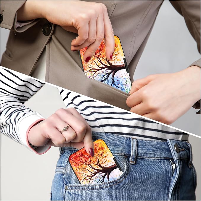 Card Holder Credit Cards Holder for Women RFID wallet women Business Card Holder Wallet Mini Aluminum Card Wallet RFID Blocking Slim Metal Hard Card for Women, Colorful Trees - Image 6