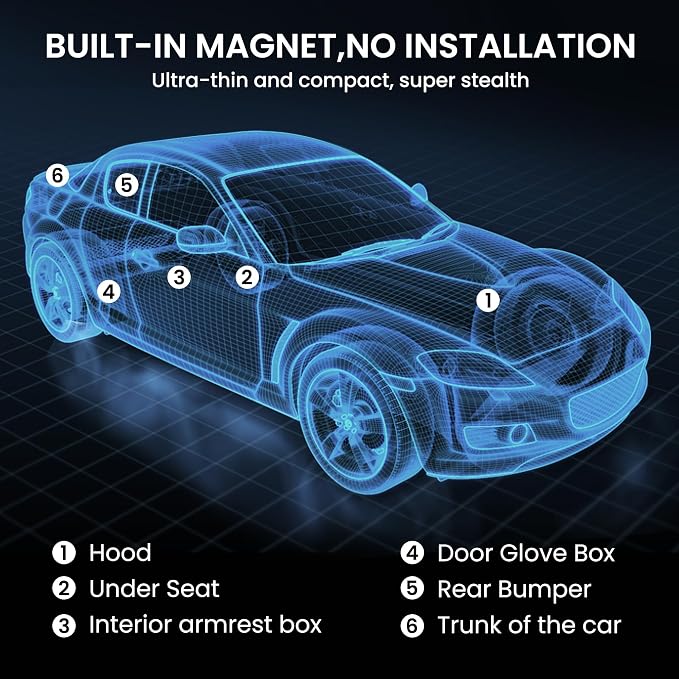 GPS Tracker for Vehicles iOS & Android, Undetectable Mini Hidden Magnetic Locator, No Monthly Fee/No SIM Card, Silicone Case & Keychain Clip Included, Ultra-Slim, IP68 Waterproof, 1 Year Working Time - Image 7