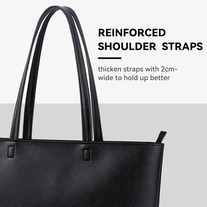 KALIDI Tote Bag Zipper Shoulder Bag Vegan Leather Purses Satchel for Women | Large Casual Handbag for Work Commuting Dating College Everyday - Image 5