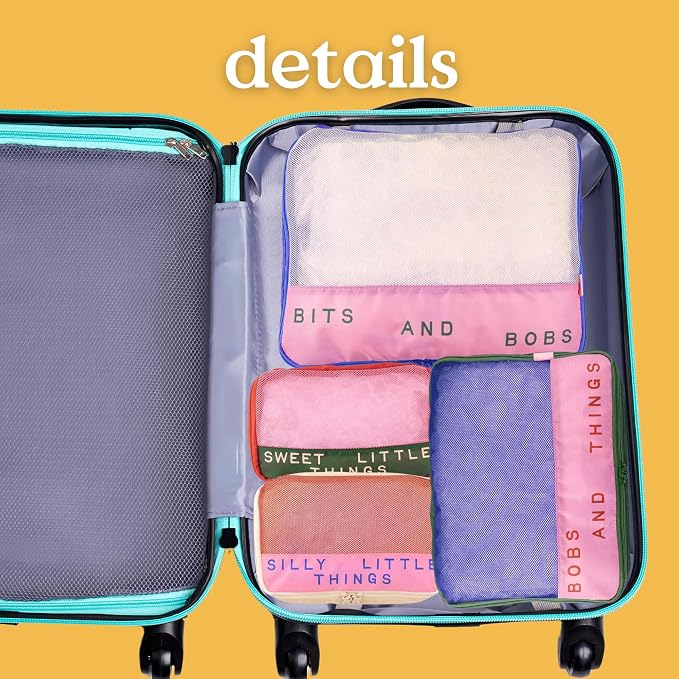 ban.do Packing Cube Set of 4, Bits and Bobs | Polyester and Mesh Packing Organizers, Includes 4 Foldable Luggage Packer Bags in Various Sizes with Quote Designs - Image 4