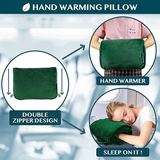 PAVILIA Travel Blanket Pillow, Soft Airplane Blanket 2-in-1 Combo Set, Plane Blanket Compact Packable, Flight Essentials Car Pillow, Travelers Gifts Accessories, Luggage Backpack Strap, 60x43 Green - Image 4