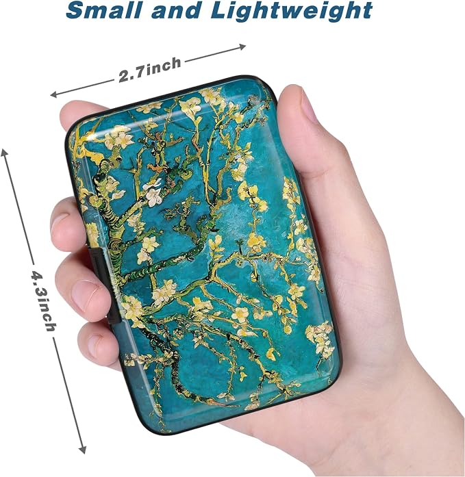 Credit Card Holder, Mini Aluminum Card Wallet RFID Blocking Slim Metal Hard Card Case for Women Men, Almond Blossom - Image 3