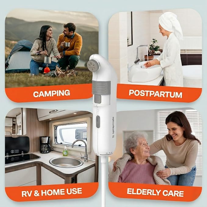 Portable Bidet for Travel & Home – Electric High Pressure Rechargeable Bidet for Women & Men | 2.5L Bottle | 1300ML/Min Flow | USB-C | 1600mAh Battery | USA Brand – Spray Mate Jumbo (White) - Image 4