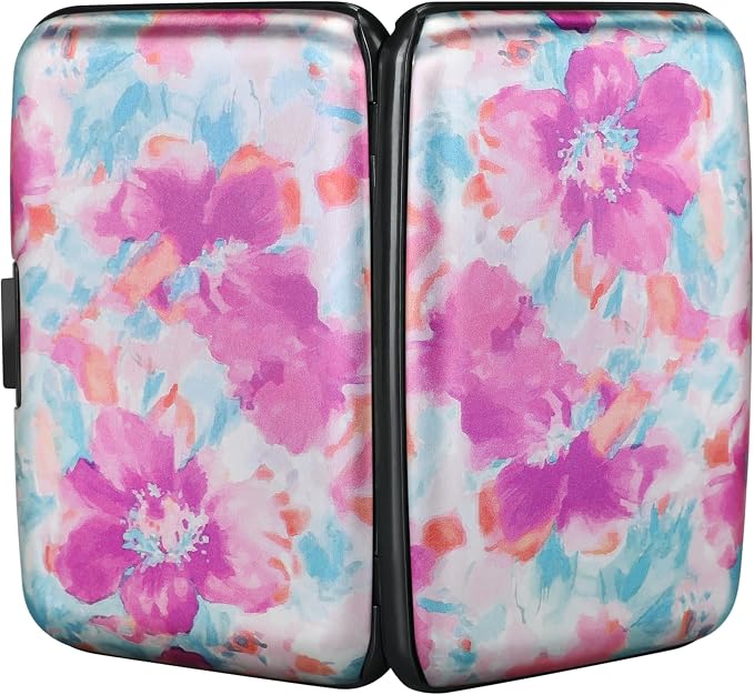RFID Aluminum Wallet Credit Card Protector Case Holder for Men Women | Mini RFID Aluminum Wallet Credit Cards Holder Business Card Case Metal ID Case for Men Women(Watercolor Sakura) - Image 3