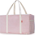 LHZK 2 Pack Extra Large Utility Tote Bag with Metal Wire Frame and the Sides Rinforced, Extra Large Tote Bag with Handle for Pool Beach Laundry Storage (Pink) by LHZK