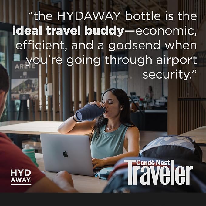 HYDAWAY 25oz Collapsible Water Bottle, Packable Leakproof for Travel | Large capacity design. Folds flat for carry-ons, day bags, hiking packs. Leakproof, BPA-free. - Image 6