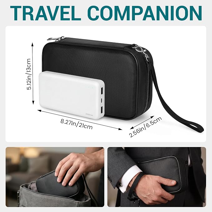 Fireproof Electronics Organizer Travel Case, Black | Water Resistant Tech Accessories Pouch, Explosion-proof Cord Storage Bag, Fireproof Zipper for Phone, Power Bank, Cables, USB - Image 3