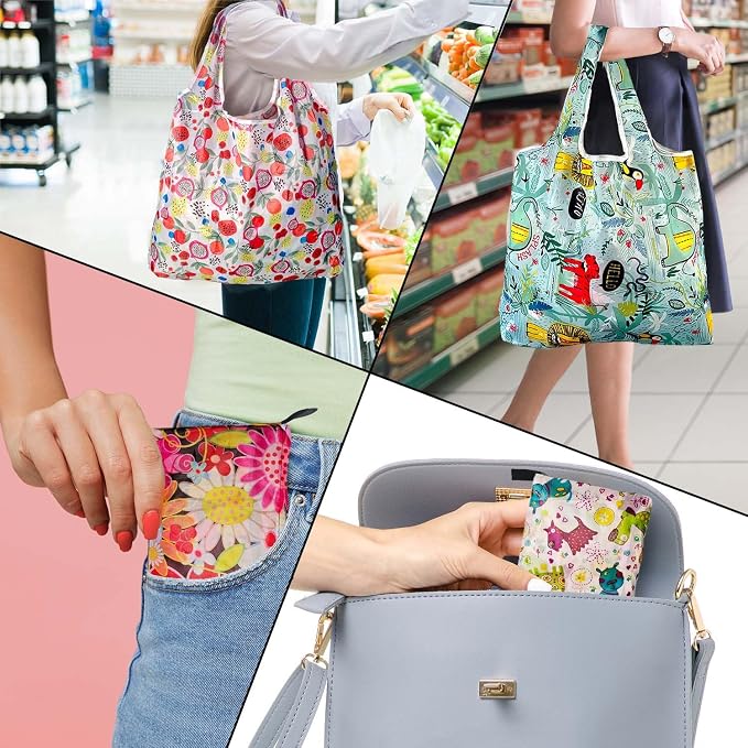 Aesthetic Printed Tote Bags, Lightweight Foldable Reusable Carry Bags, Stylish Personalized Storage Handbags for Travel, Camping, Supermarket & Daily Outdoor Use | foldable & portable - Image 2