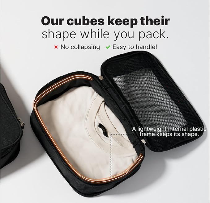 LeanTravel Premium Compression Packing Cubes for Travel - Suitcase Organizer Bags with Double Zipper & Breathable Mesh Panel - Space Saving Carry On Luggage Essentials (6-Pack, Grey, Black, Brown) - Image 4