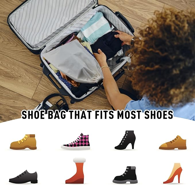 GONGKANGYUAN 2 Pack Shoe Bags for Travel Flannel Single Shoe Pouch with Drawstring for Men Women Travel Protecting Storing Shoes - Image 6