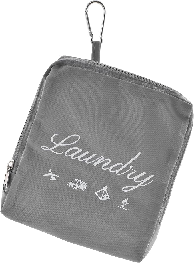 JHX Travel Laundry Bag, Dirty Clothes Bag 【Upgraded】 with Handles and Aluminum Carabiner, Collapsible Laundry Bag for Travel, Camp, Fitness, and Students（1Pcs Grey） 24"L x 21"W by JHX