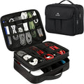 MATEIN Electronics Organizer, Waterproof Travel Electronic Case, Black | Portable Double Layer, Cable Storage Bag for Camera Accessories, Cord, Charger, Power Bank, Flash Drive, Phone, SD Card by MATEIN